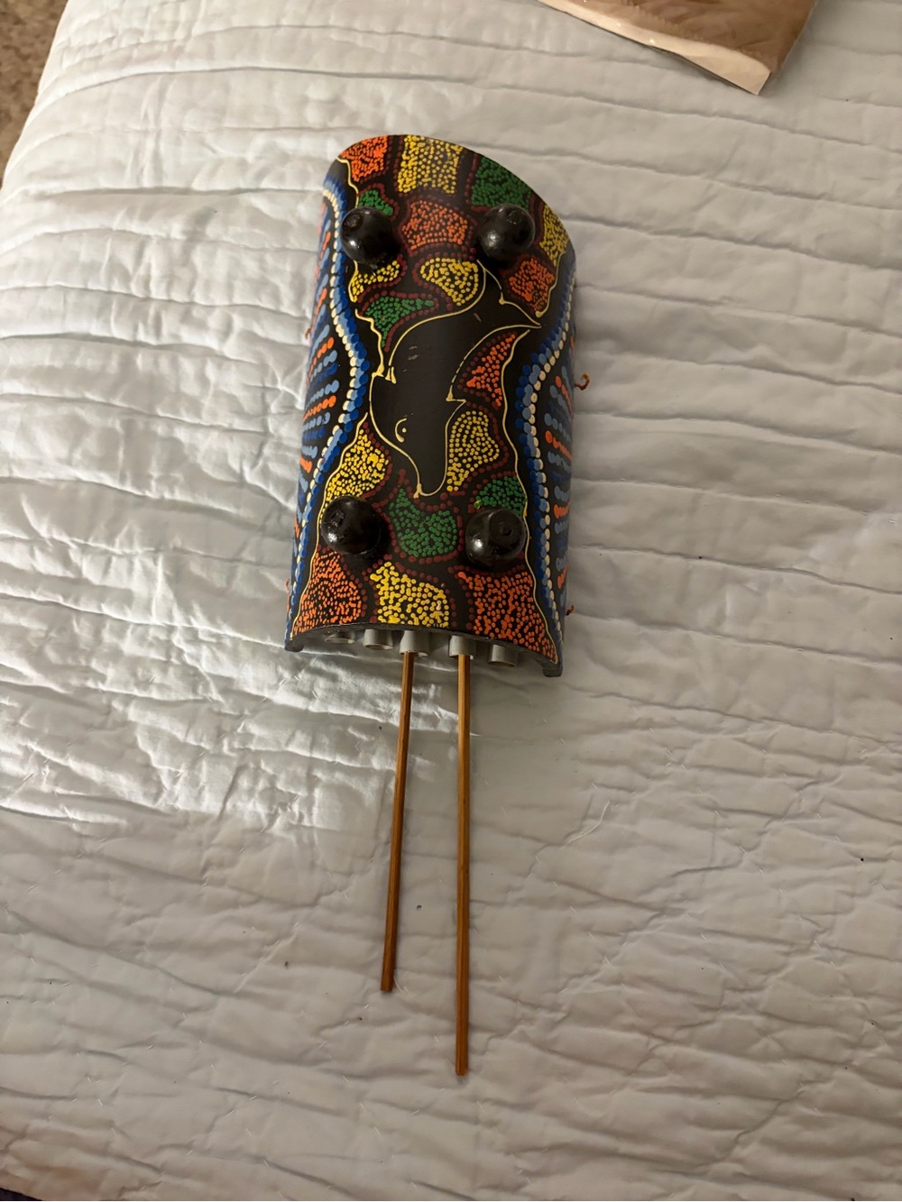 Hand-Painted Aboriginal Style Wall Sconce with Dolphin Motif - Multicolor